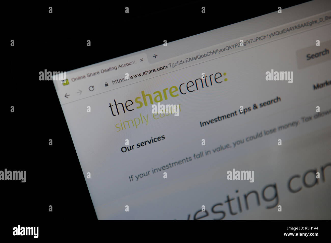 The Share Centre website Stock Photo