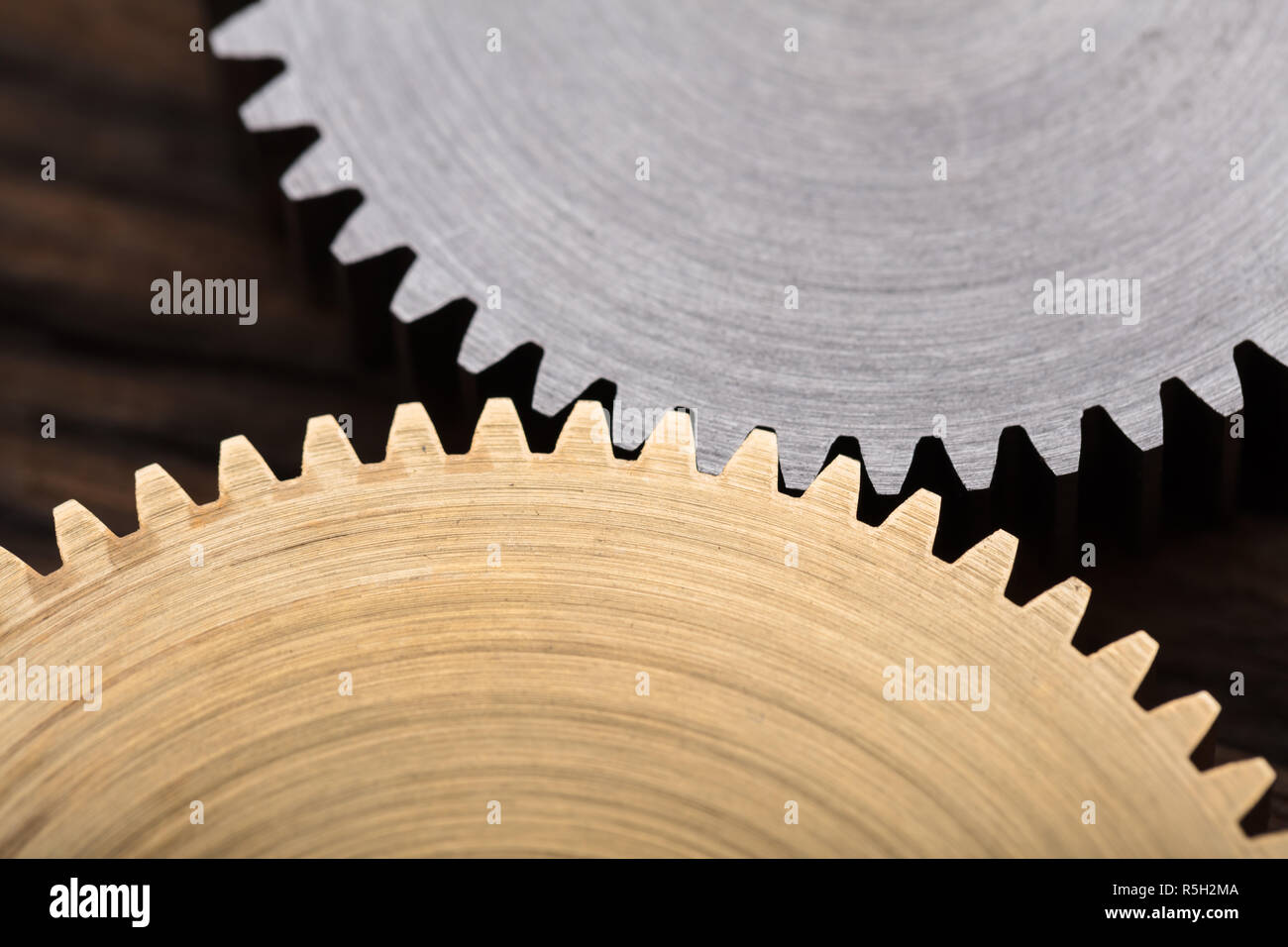 Interlocking Metal Gears Stock Photo Alamy