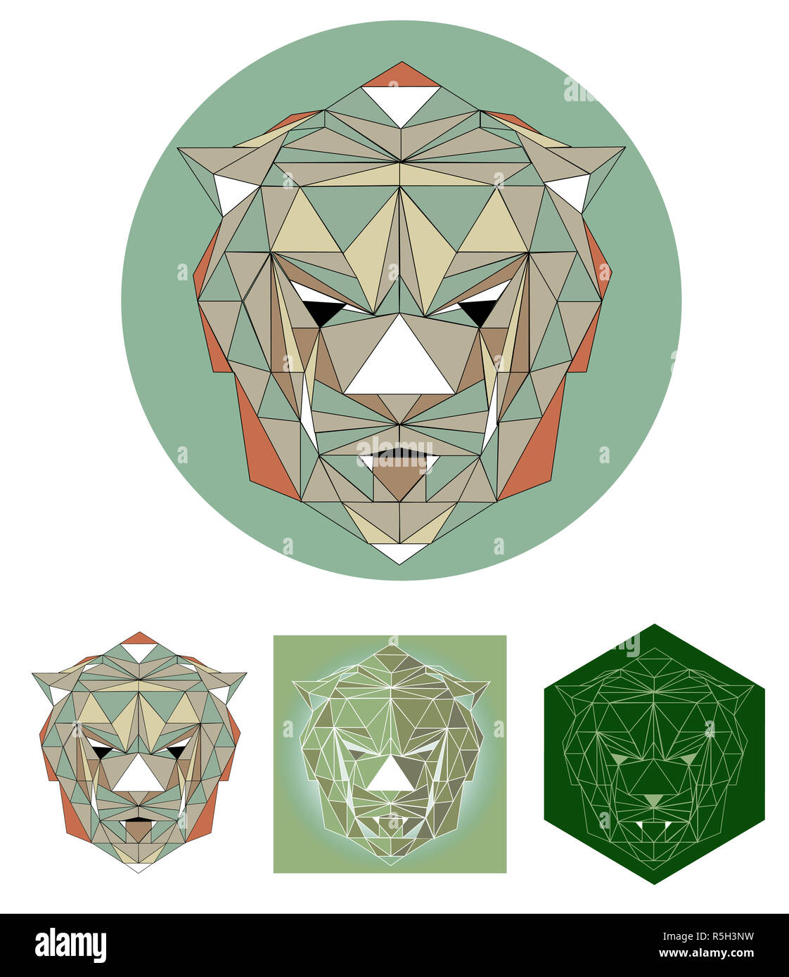triangular logo tiger, polygonal,animal, element, icon, triangle Stock Photo