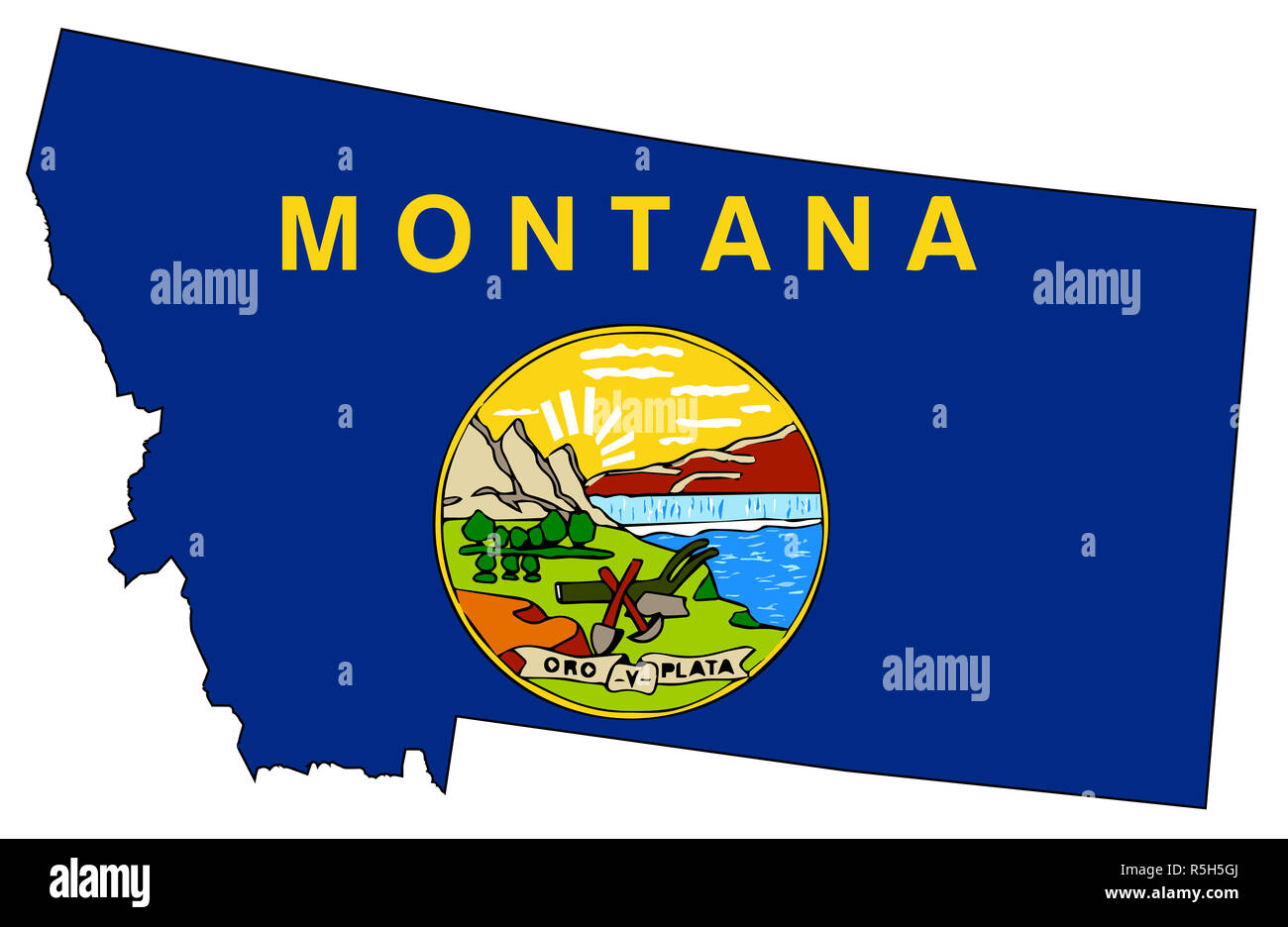 Montana State Outline Map and Flag - Montana State Outline Map And Flag R5H5GJ