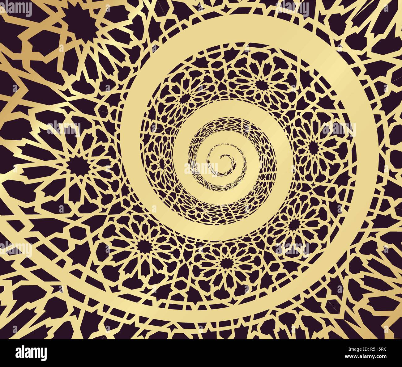 Islamic pattern, swirled in 3d spiral shape Stock Vector