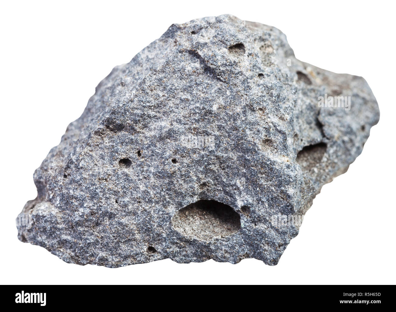 rough porous basalt stone isolated Stock Photo
