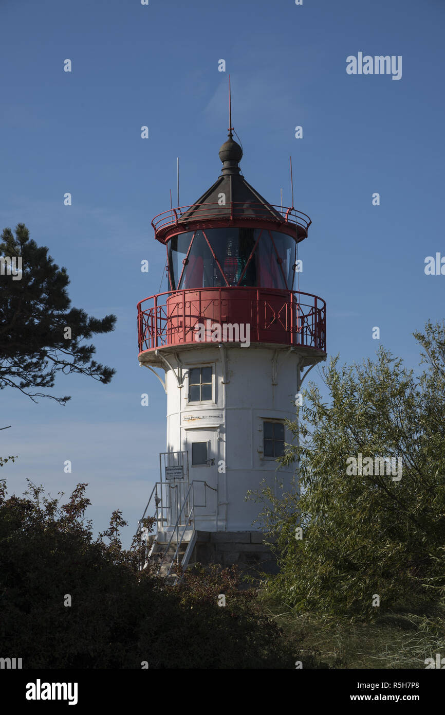 Lighthouse at Gellen on the southern part of Hiddensee which is an island in the Baltic Sea west of Germany's largest island Rügen. Stock Photo
