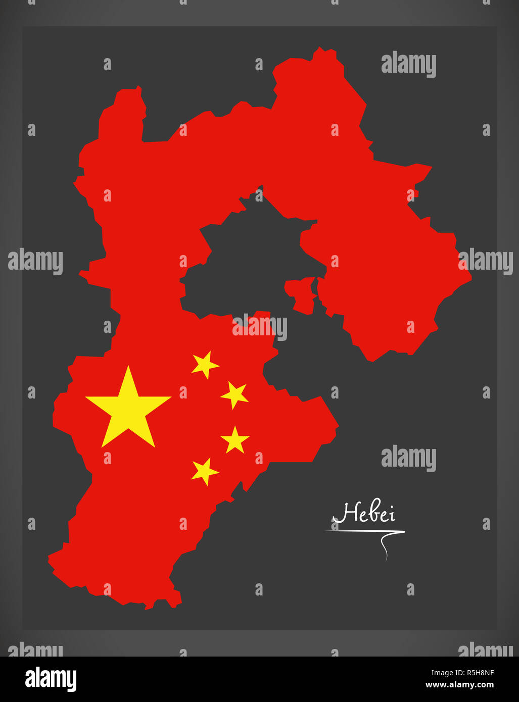 Hebei China map with Chinese national flag illustration Stock Photo Alamy