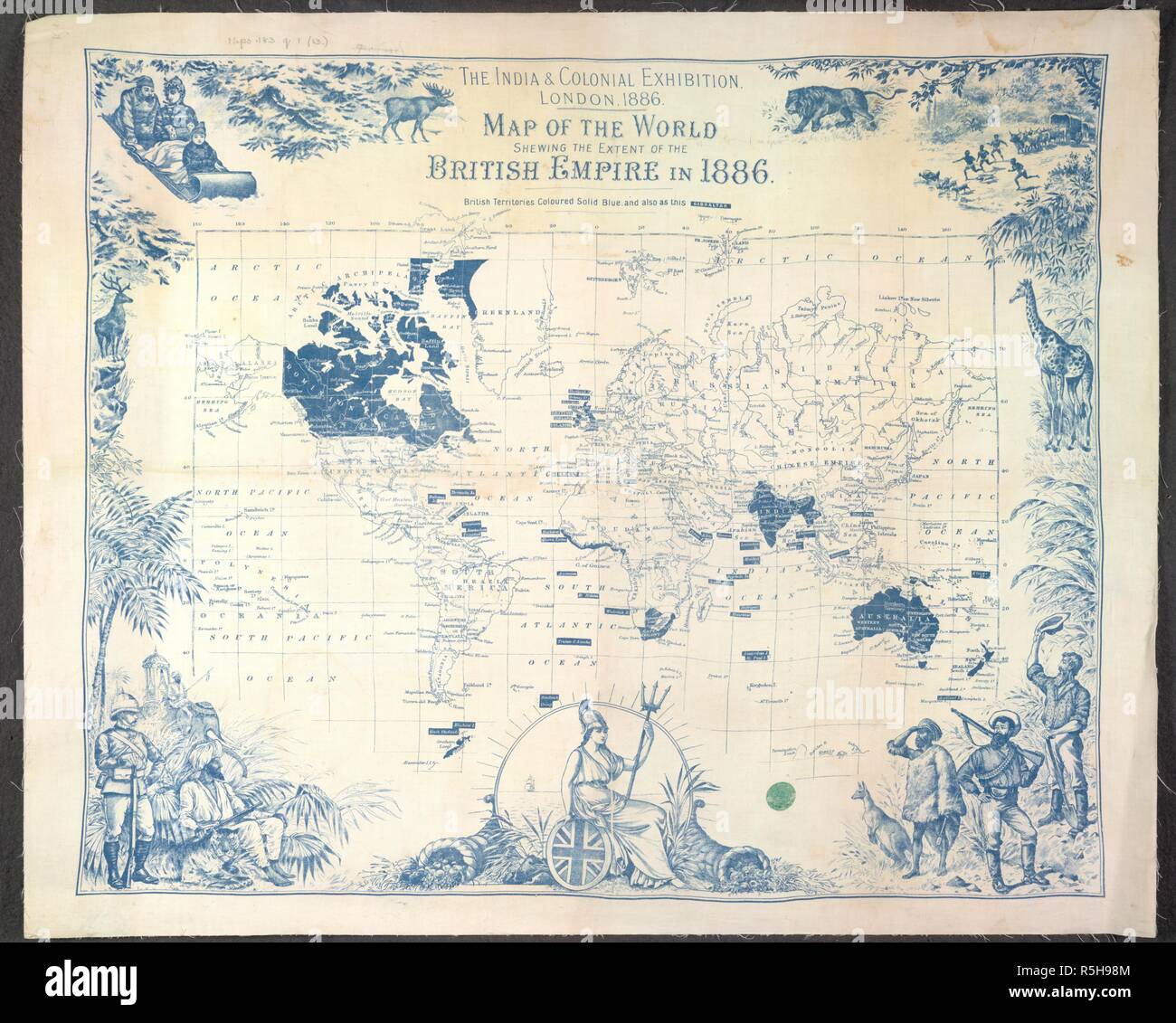 British Empire map. The India & Colonial Exhibition, London, 1886. Map. [London], [1886]. Source: Maps.183.q.1.(13),. Stock Photo
