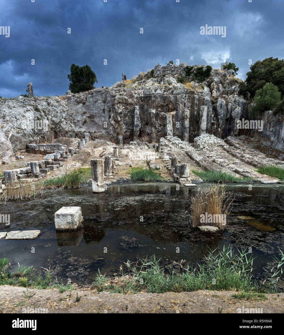 Ancient Greece, ruins of the harbor in town Oiniades (iniades) Stock Photo
