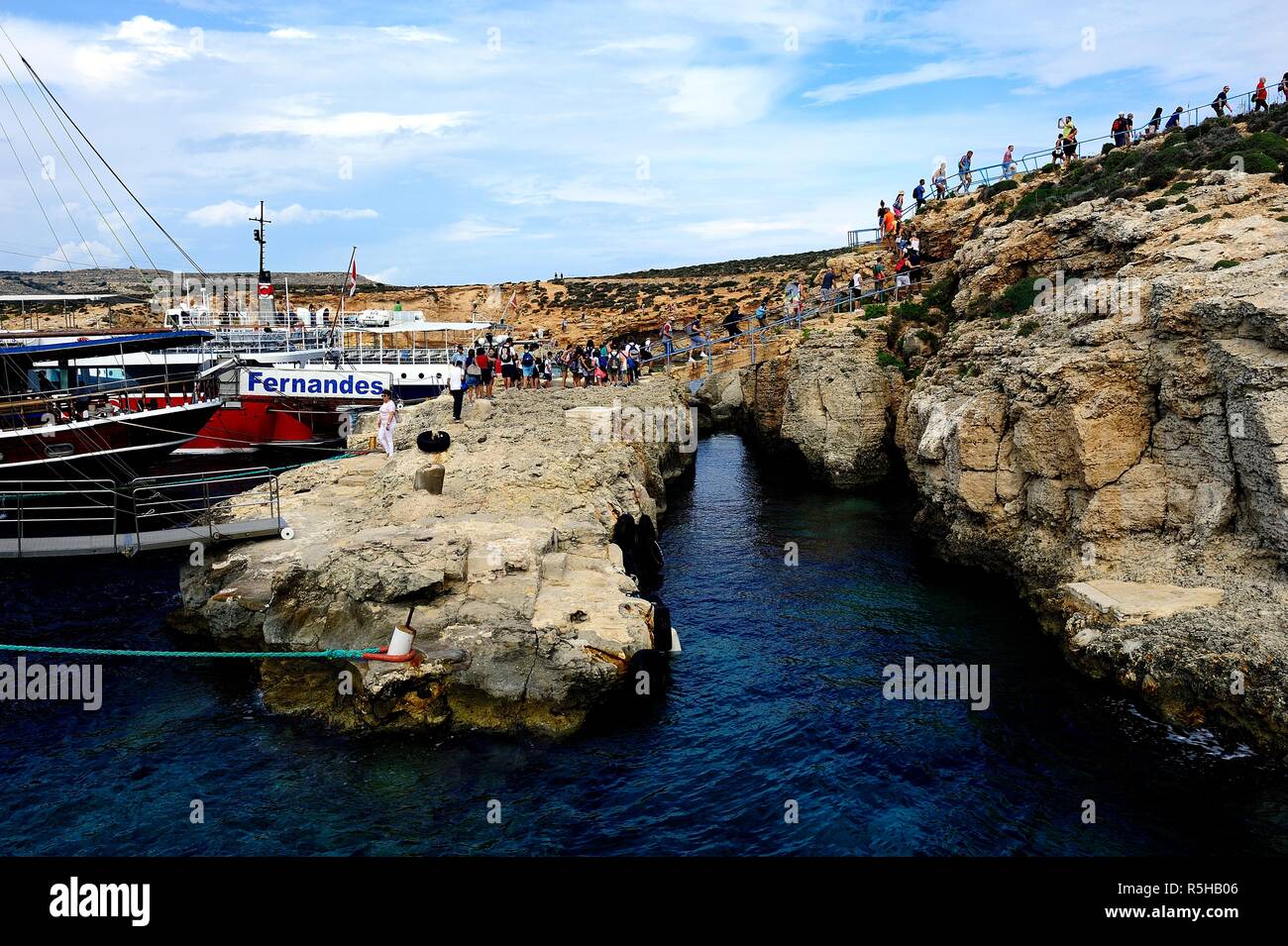 Comino, Malta - 12th October 2018:tourists going one by one on their day trip Stock Photo