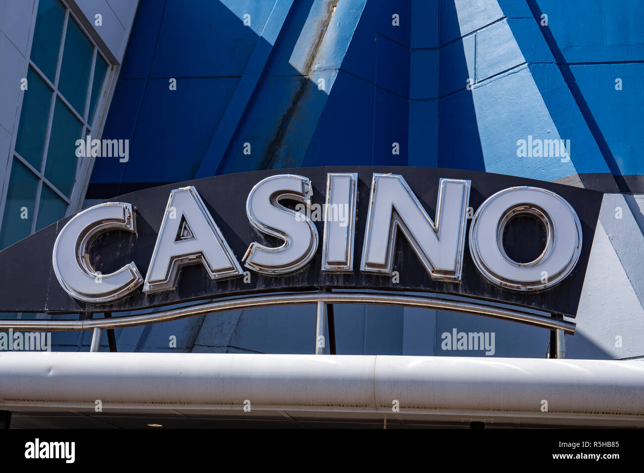 Casino sign on outside wall Stock Photo