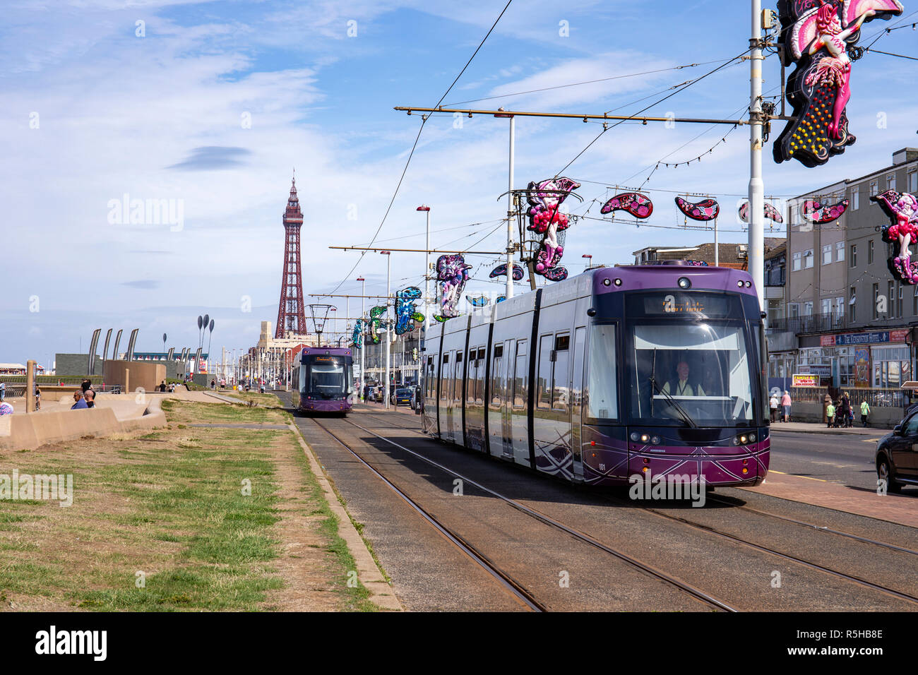 Bombardier Flexity 2 tram on the promenade in Blackpool Lancashire UK Stock Photo