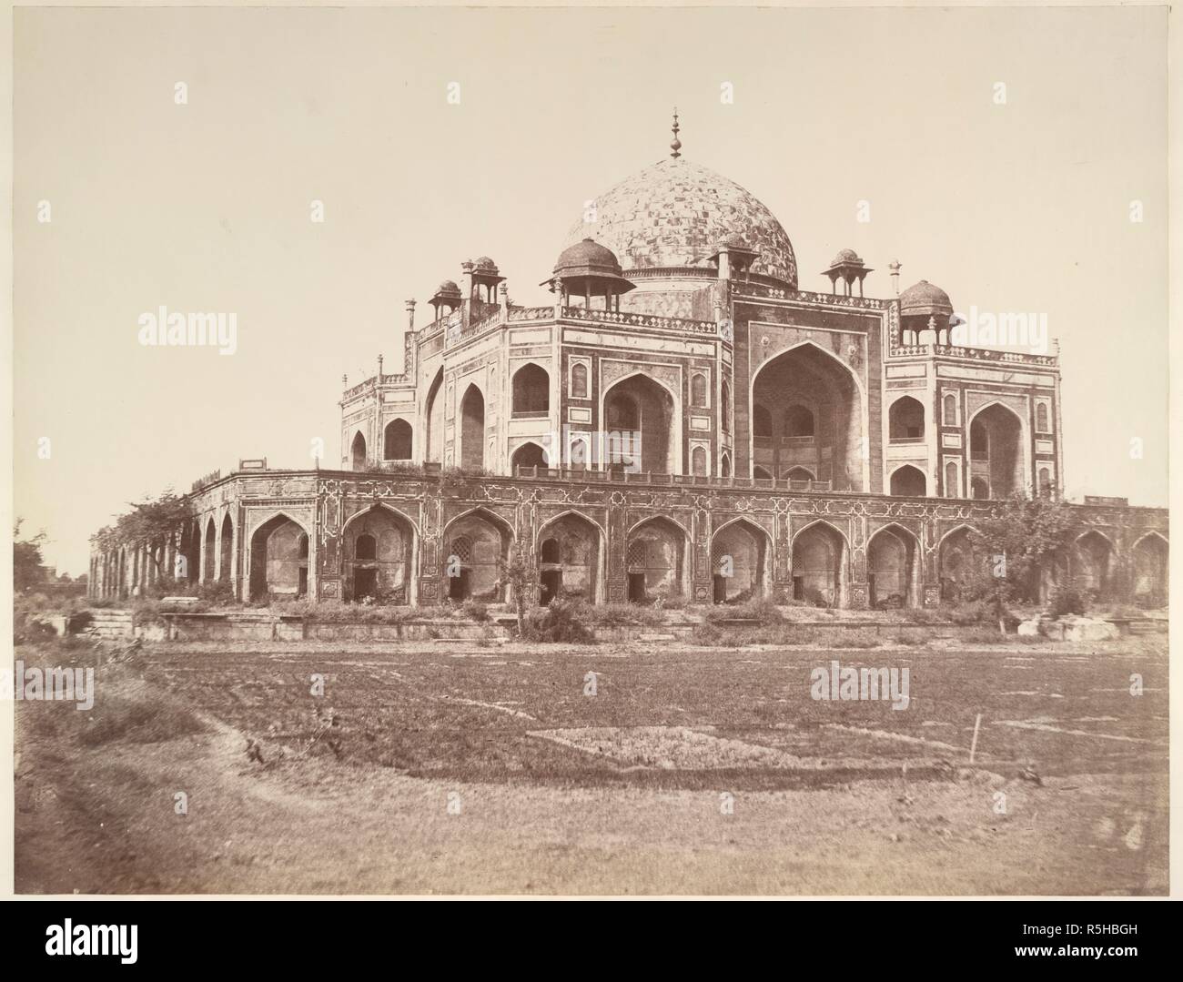 The Divan Khass [Diwan-i-Khas], Delhi. A general view from the west of the Diwan-i-Khas or Hall of Private Audience, with its arcade of five cusped arches facing the courtyard. Tytler Collection: Views of India by Robert and Harriet Tytler. 1858. Photograph. Source: Photo 53/(18). Stock Photo