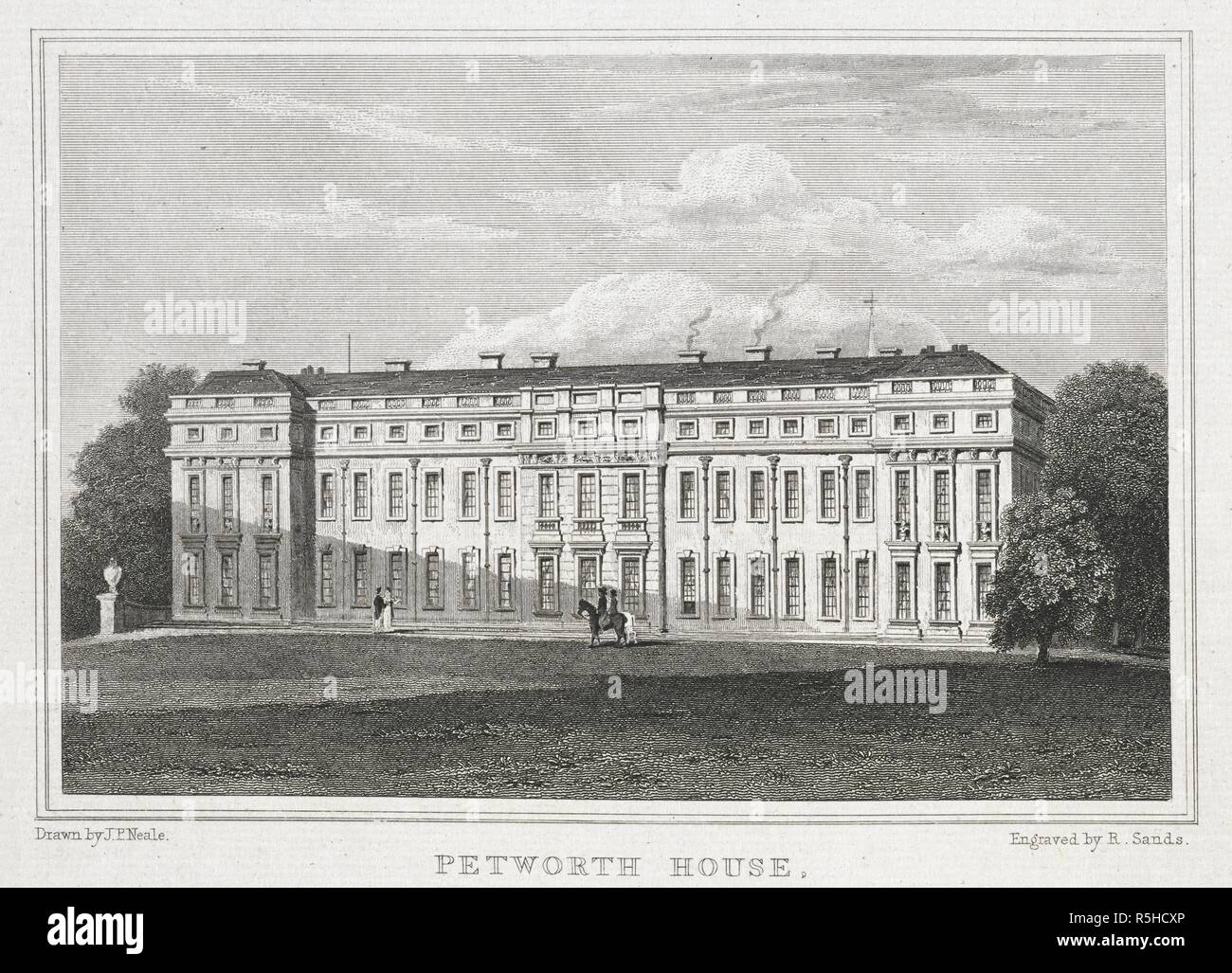 Petworth House.  A stately mansion, rebuilt in 1688, West Sussex, England. . Views of the Seats of Noblemen and Gentlemen in England, Wales, Scotland and Ireland. London : W. H. Reid, 1818-23. Source: G.3230-35. Author: Neale, John Preston. Stock Photo