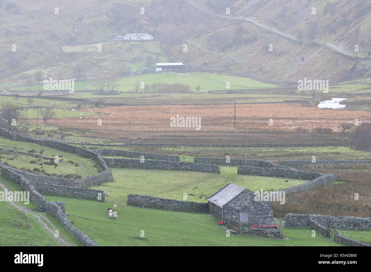 Looking south-west towards Penmachno, Gwydyr Forest Park, Snowdonia, Wales, UK. Stock Photo