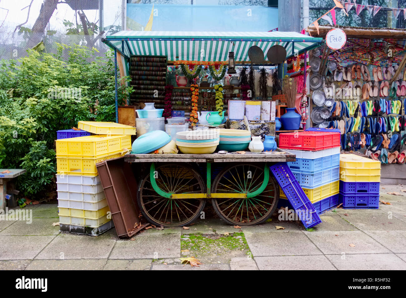 Market stall bicycle in Mumbai India with many colours Stock Photo Alamy