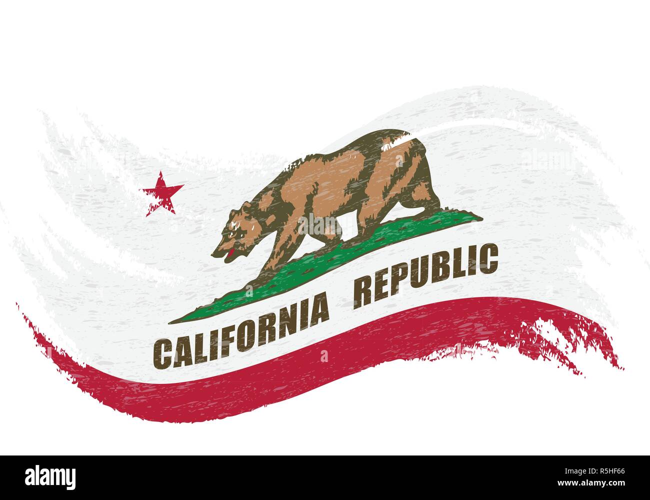 National Flag Of California, Designed Using Brush Strokes Isolated On A