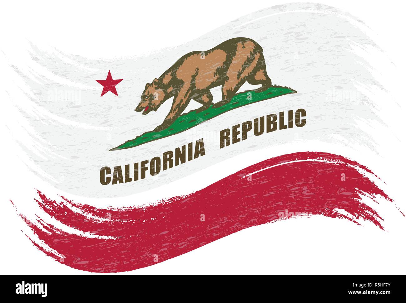 Grunge Brush Stroke With National Flag Of California Isolated On A White Background. Vector Illustration. Stock Vector