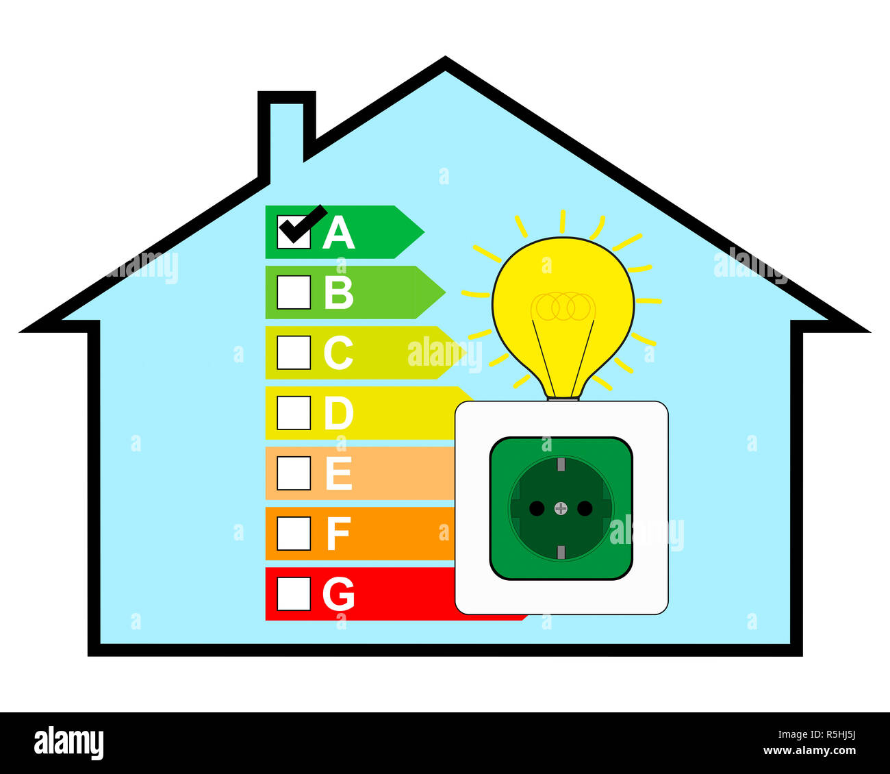 energy efficient house with energy label class a Stock Photo Alamy