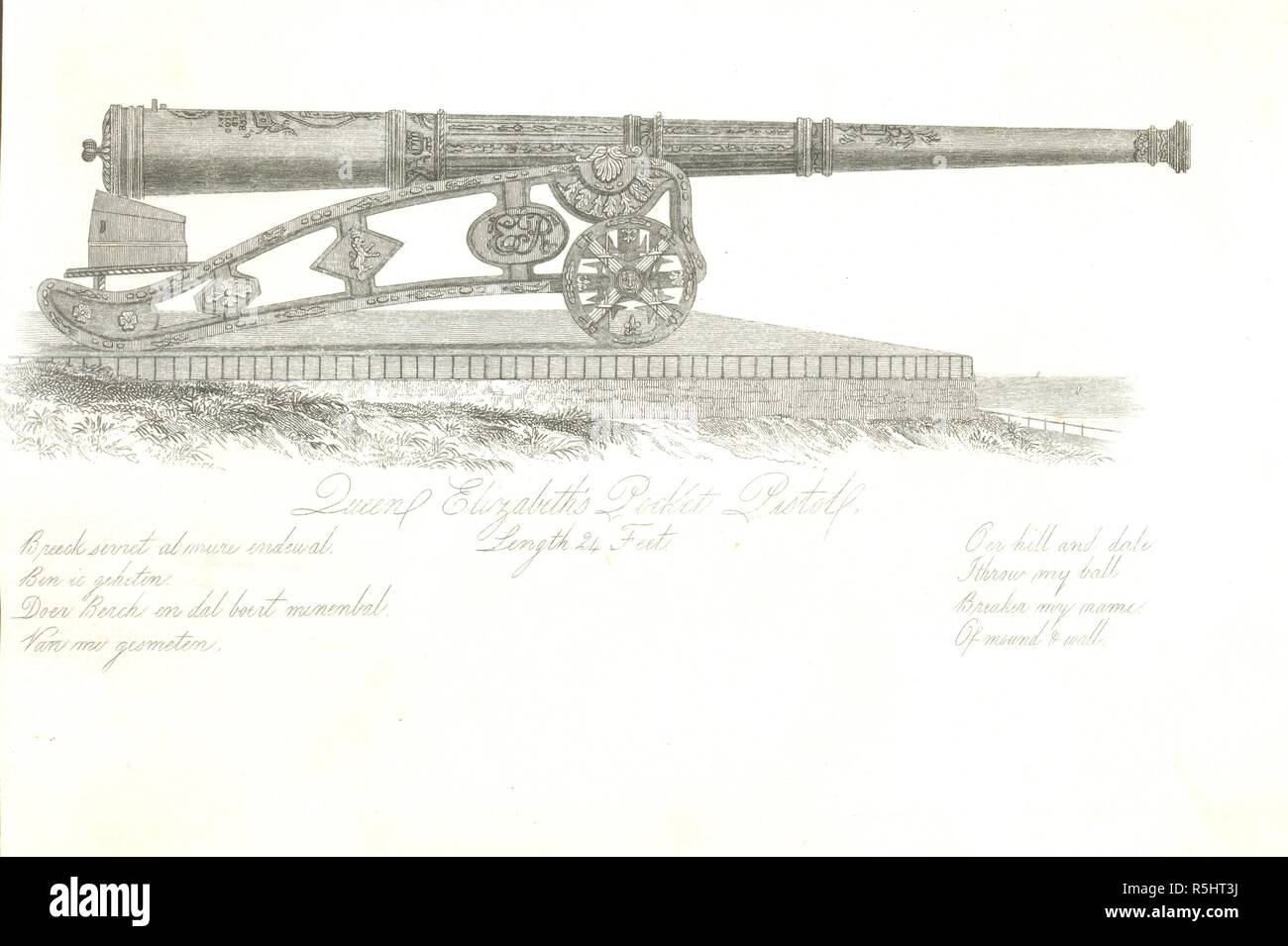 Pictorial writing paper of Queen Elizabeth's Pocket Pistol circa 1865 Stock Photo Alamy