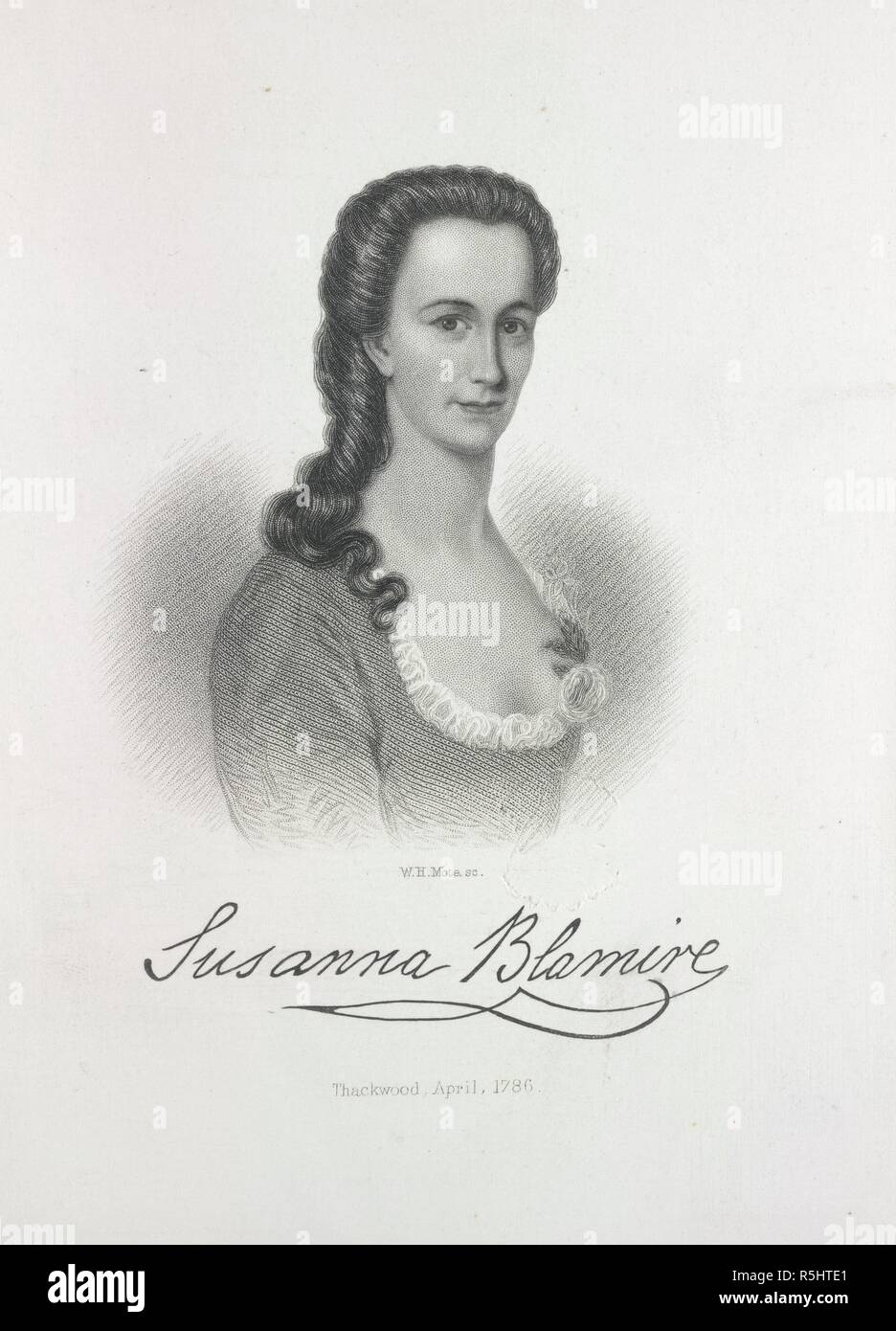 Susanna Blamire. [A collection of engraved and lithographed Portrai. [1610?-1860?]. Susanna Blamire (1747-1794). Poetess. Portrait.  Image taken from [A collection of engraved and lithographed Portraits of English poetesses; made by F. J. Stainforth, together with a few autograph letters, etc.].  Originally published/produced in [1610?-1860?]. . Source: 1876.f.22, 14. Language: English. Author: MOTE, W. H. Stock Photo