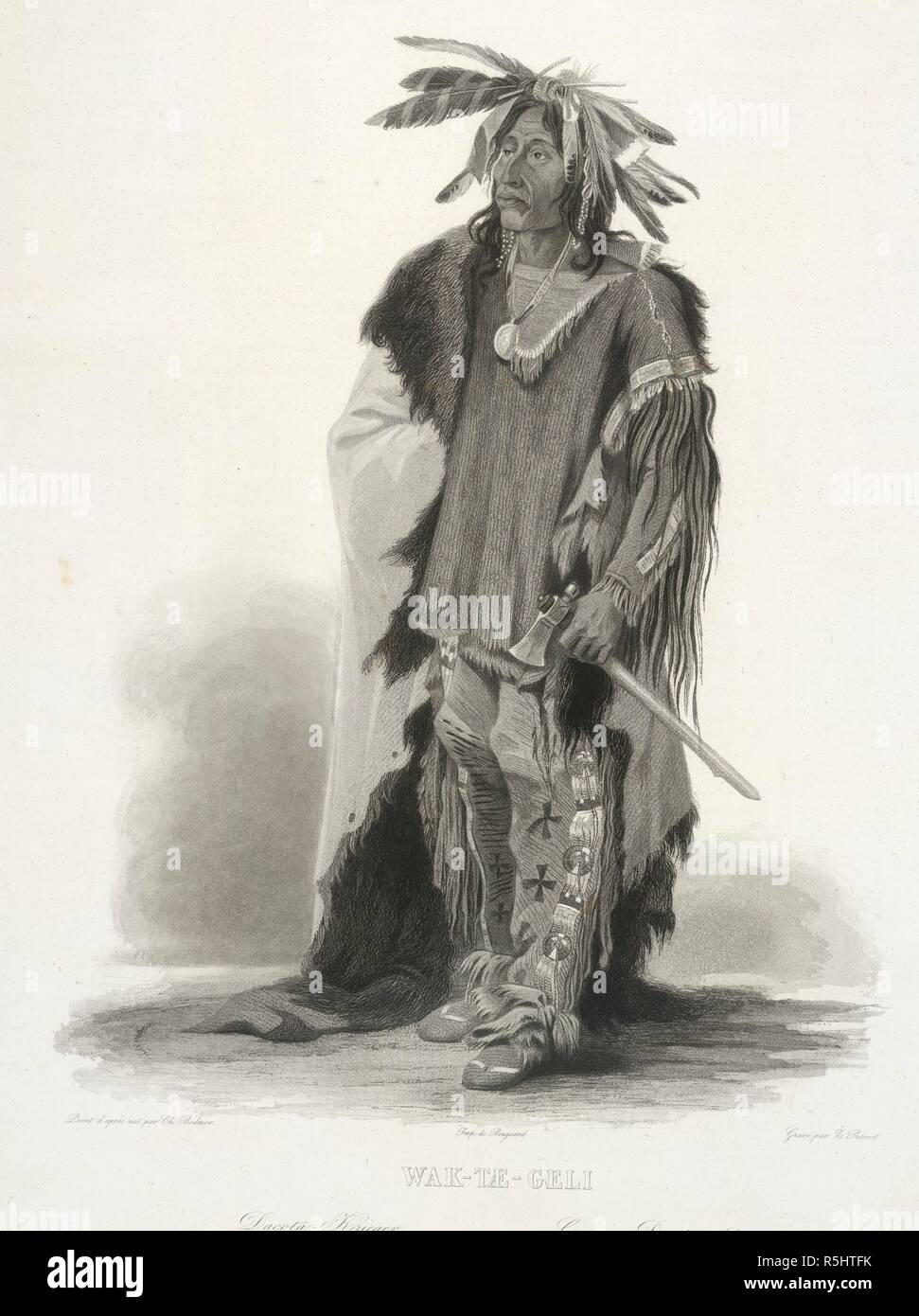 Wak-TÃ¦-Geli. A native American. Kupfer zu Prinz Maximilians von Wied Reise  durch N-America. London; Coblenz : Ackermann & Co., J. HÃ¶lscher, [1841].  Source: 1785.b.18, page 8 Stock Photo - Alamy
