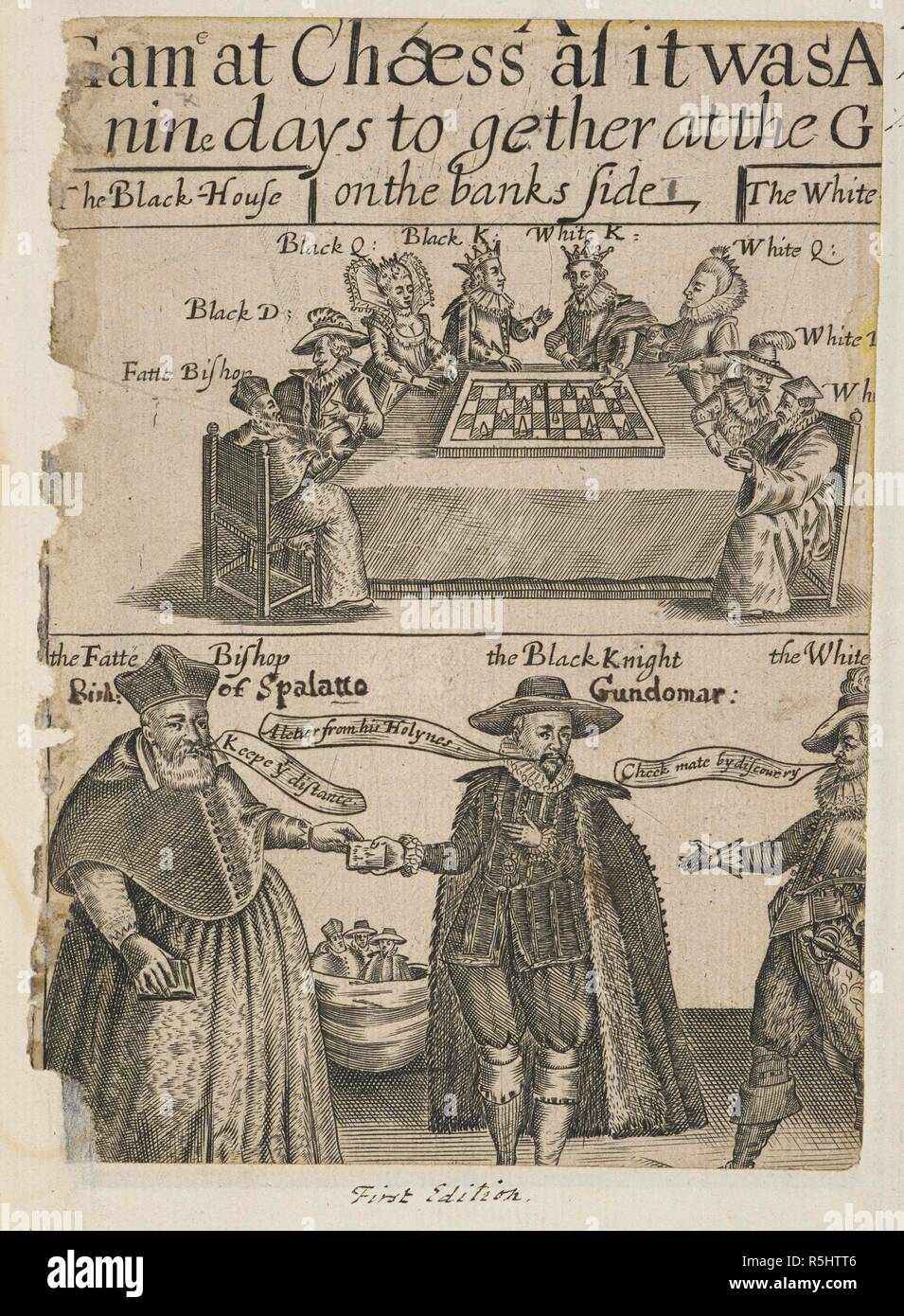 Engraving on the subject of chess. A Game at ChÃ¦ss as it was A