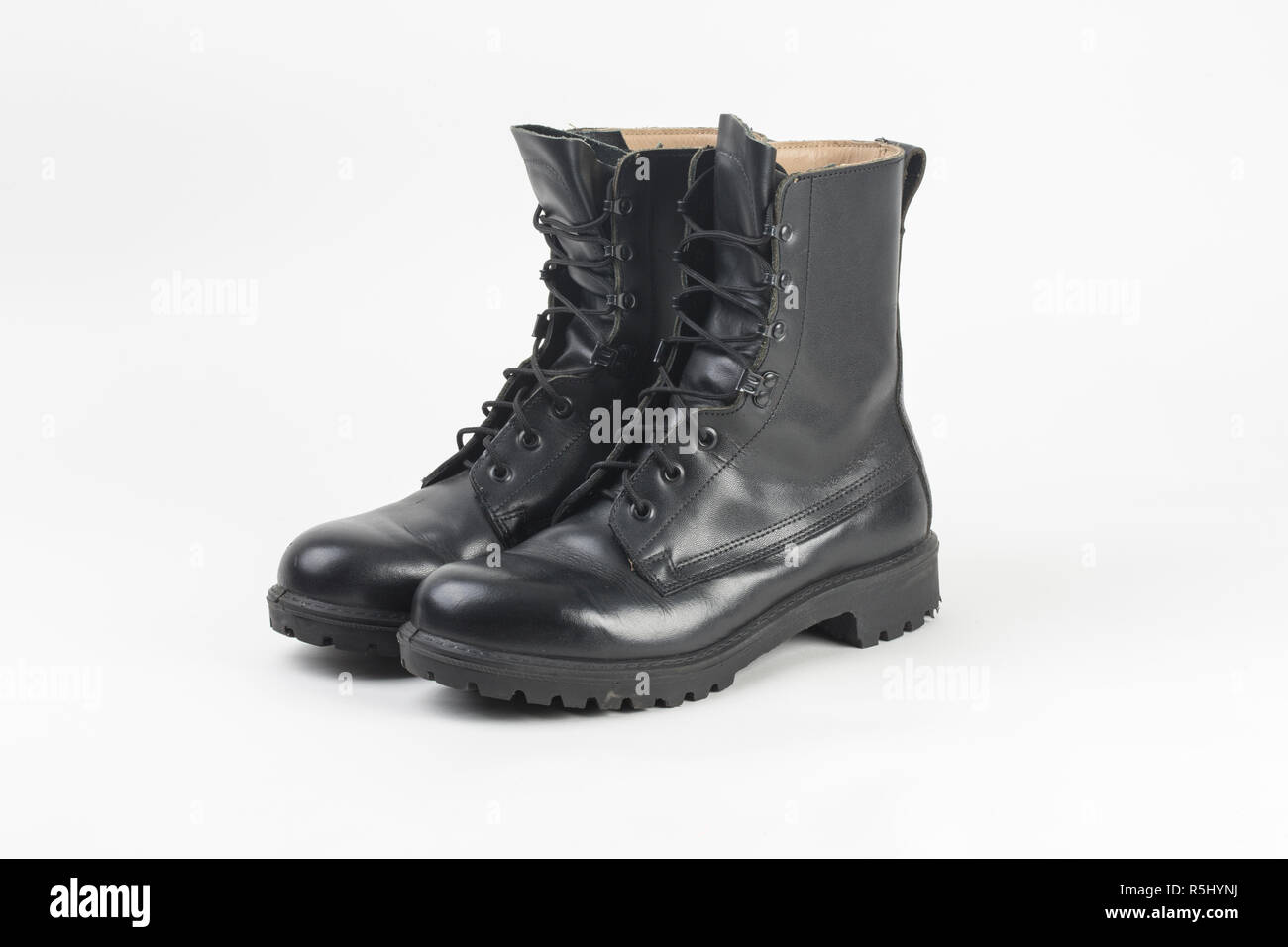 Polished black boots Stock Photo - Alamy