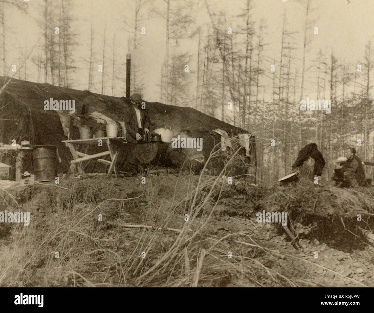 A settlement of the Lithuanian deportees in Siberia. Museum: Gulag Museum, Moscow. Author: ANONYMOUS. Stock Photo
