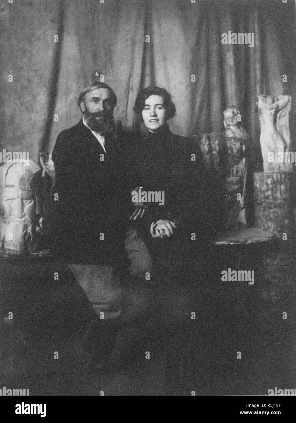 Wedding photo of Sergey und Margarita Konenkov. Museum: Academy of Fine Arts, Moscow. Author: ANONYMOUS. Stock Photo