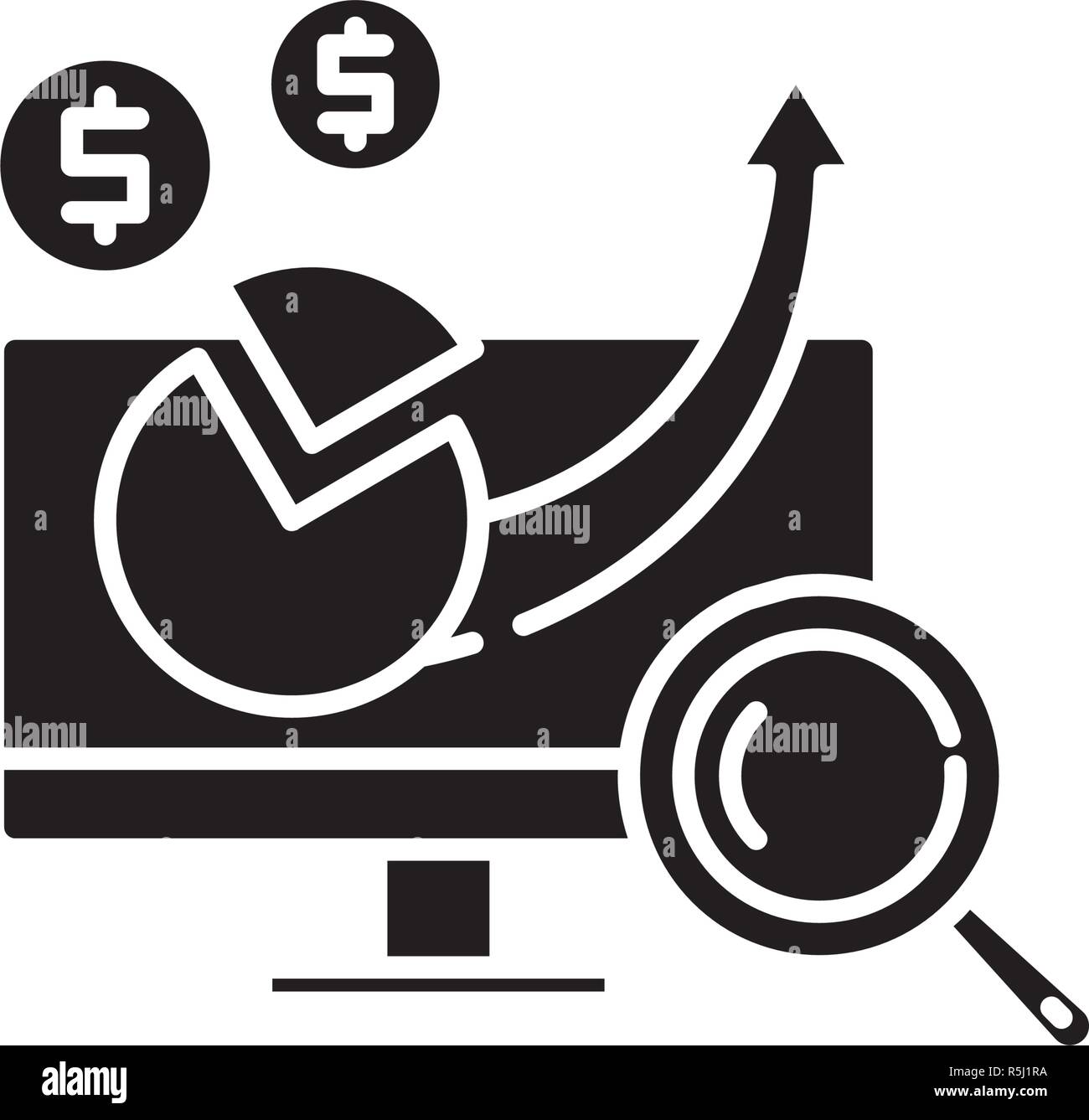Financial growth black icon, vector sign on isolated background ...