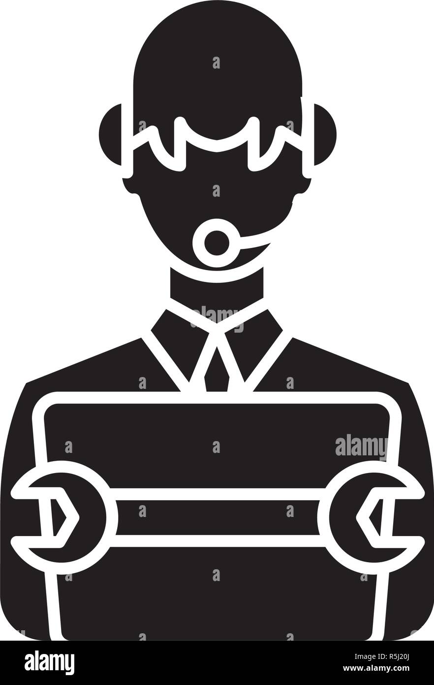 Supporting business black icon, vector sign on isolated background ...