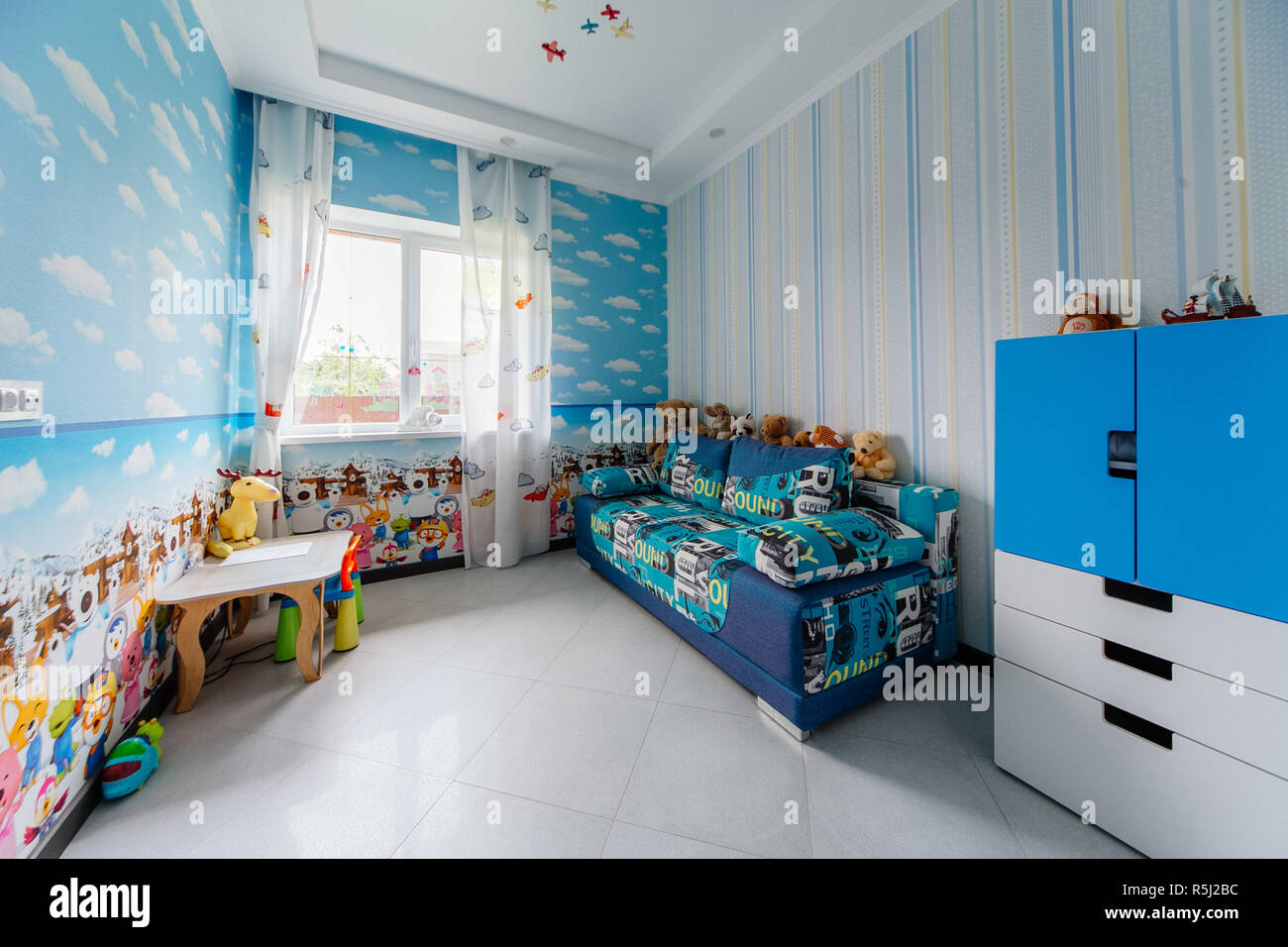 Moscow, Russia, 05.05.2018: Picture of a modern baby room designed in style Stock Photo