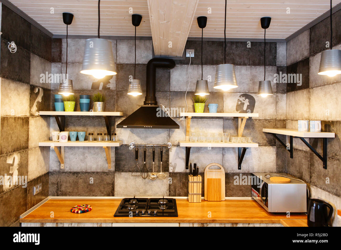 Moscwo, Russia, 06.02.2018: Interior of modern kitchen Stock Photo