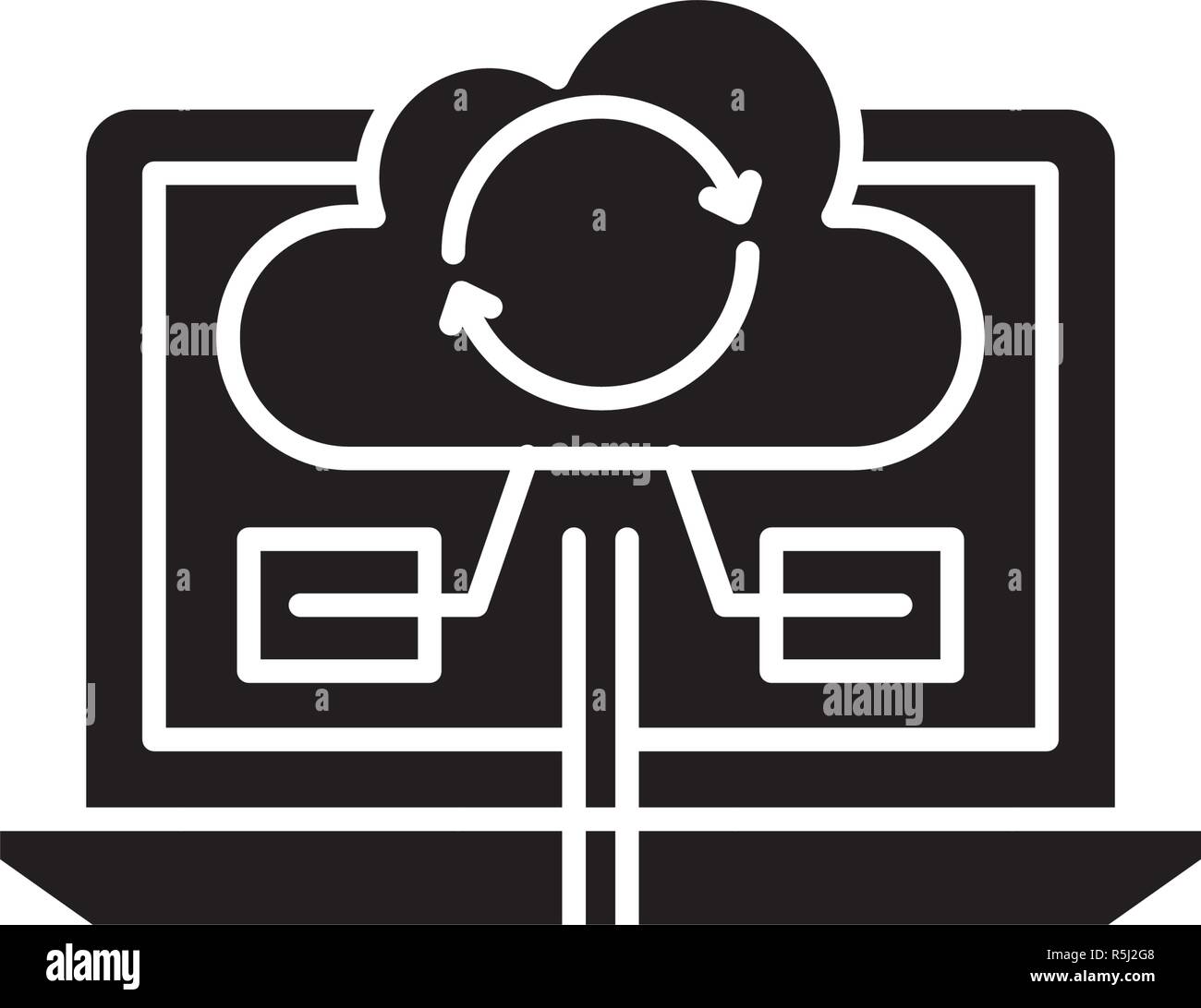 Content synchronization black icon, vector sign on isolated background. Content synchronization concept symbol, illustration  Stock Vector