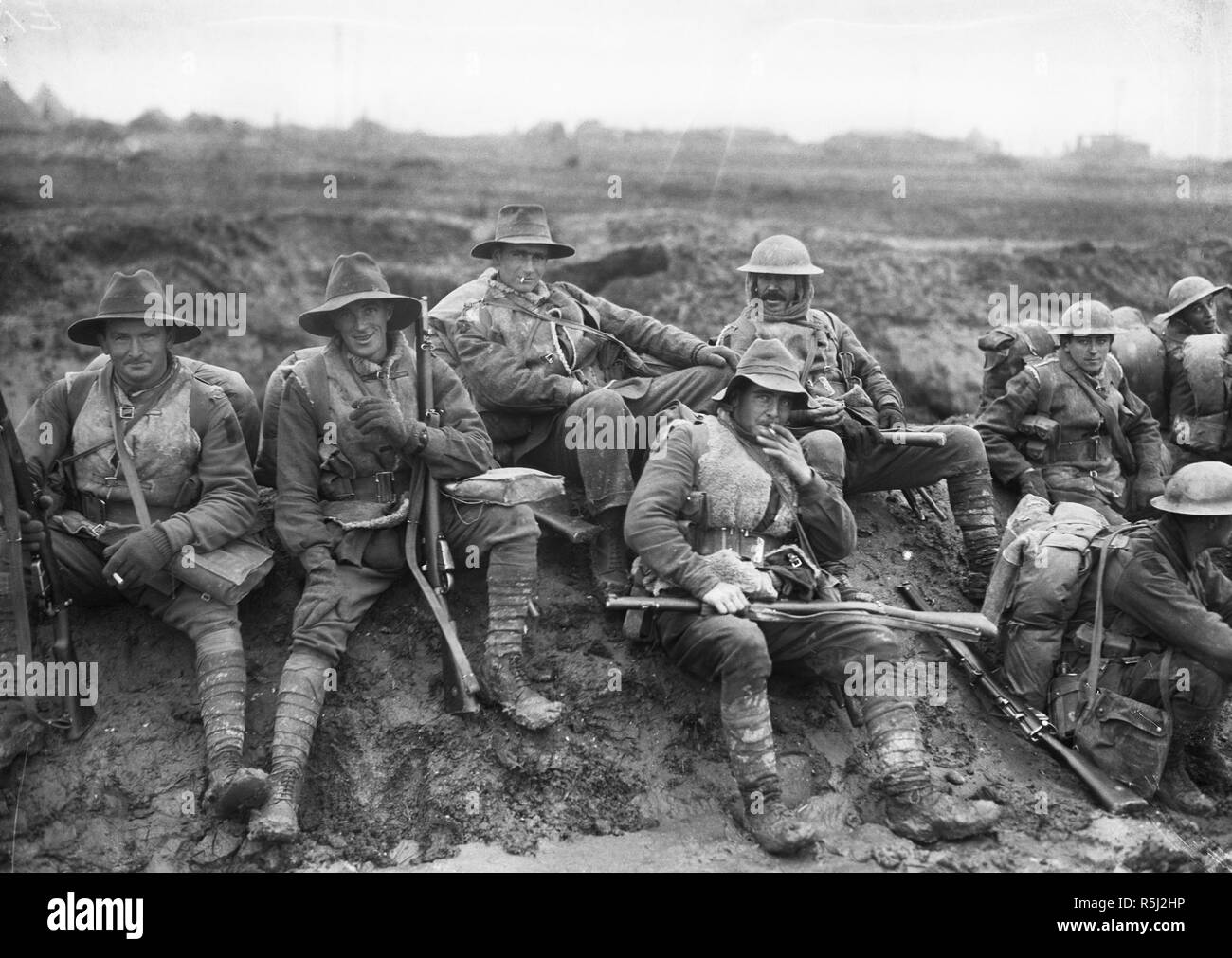 Australia in the Great War. Unidentified men of the 5th Division. Museum: The Australian War Memorial. Author: ANONYMOUS. Stock Photo