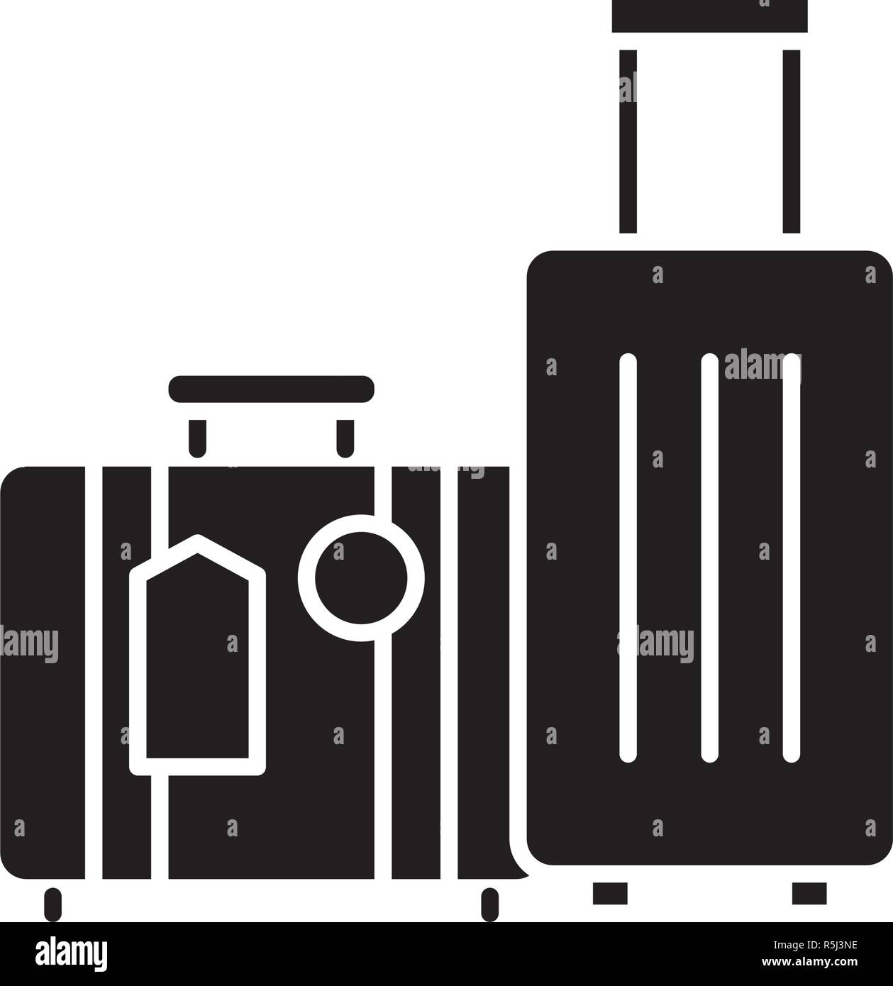 Travel luggage black icon, vector sign on isolated background. Travel luggage concept symbol, illustration  Stock Vector