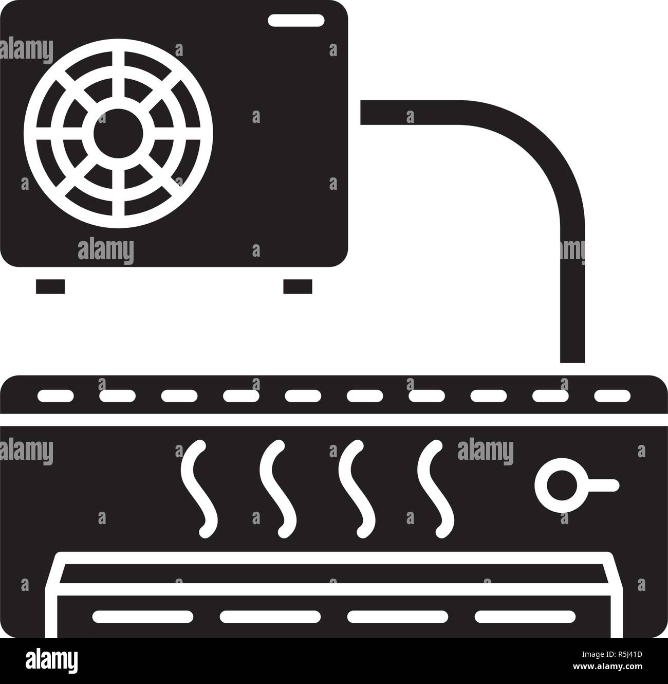 Air conditioner black icon, vector sign on isolated background. Air