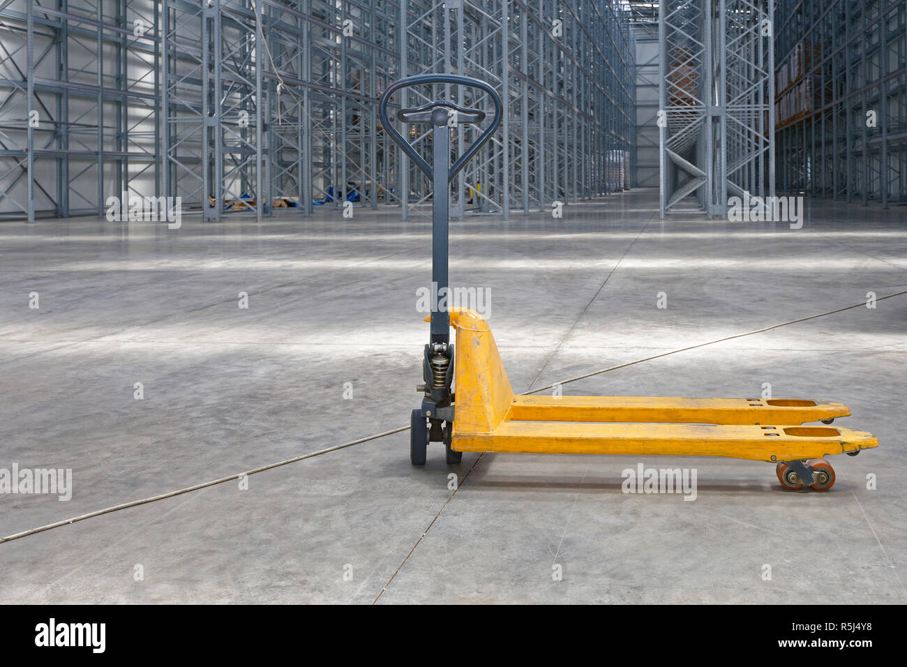 Pallet Jack Warehouse Stock Photo Alamy