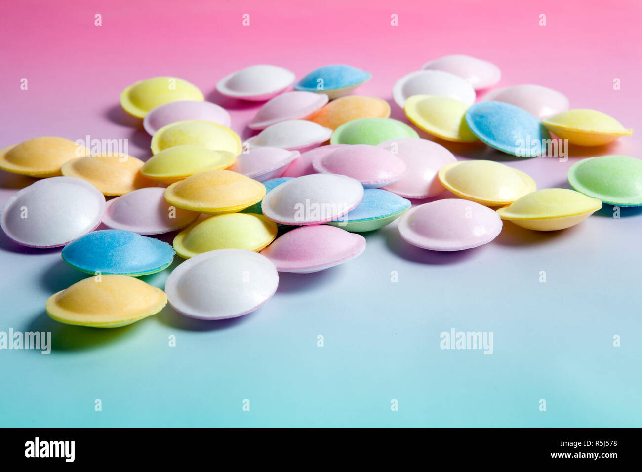 flying saucer multi coloured candy Stock Photo Alamy