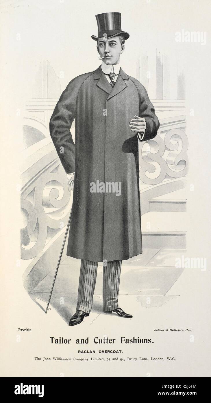 Raglan overcoat.  'Tailor and cutter fashions'. London Art Fashion Journal. London, January/February 1900. Source: London art fashion journal, December 1900, after p.139. Stock Photo