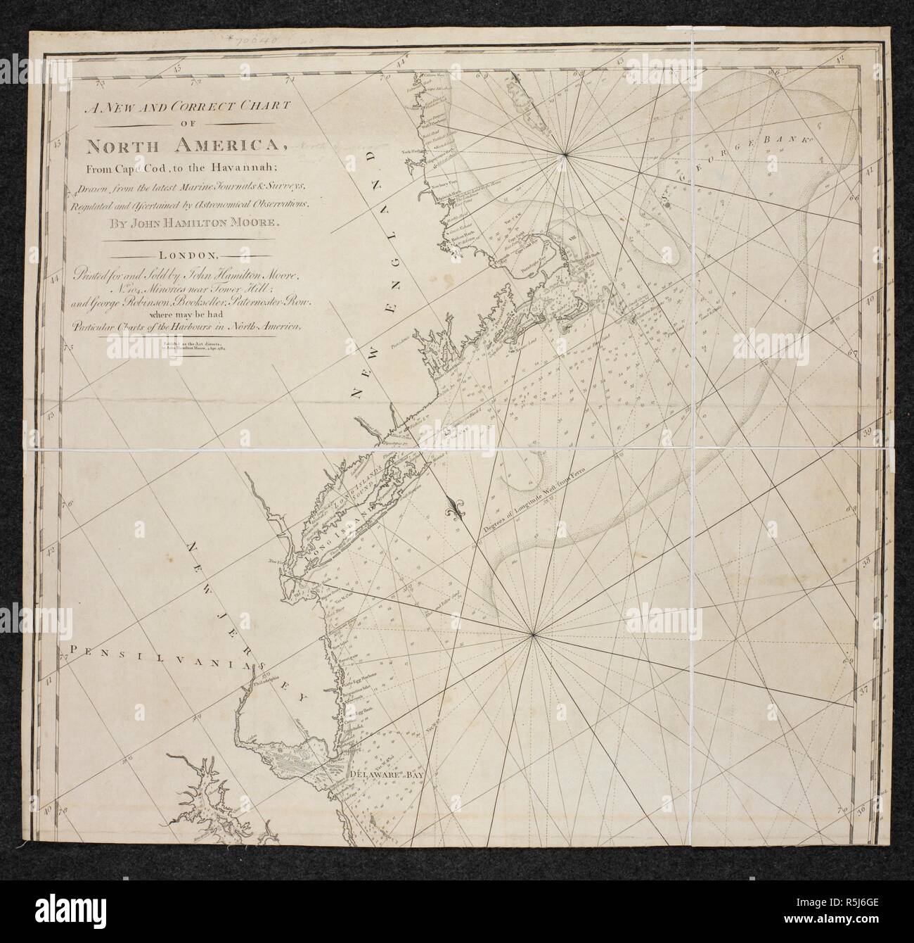 A chart of North America, from Cape-Cod to the Havannah. A new and correct Chart of North America, from Cape-Cod to the Havannah ... By J. H. Moore. London : J. H. Moore, 1784. Source: Maps * 70040.(40.). Language: English. Stock Photo