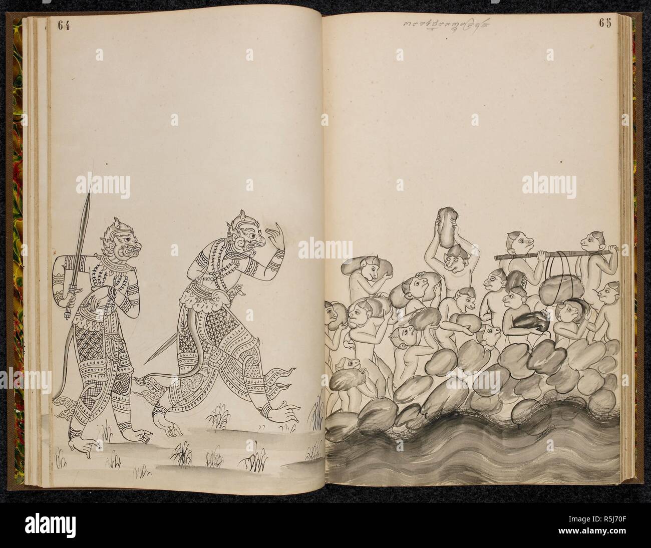 Monkey army, scene from the Ramakien (Thai version of the Ramayana ...