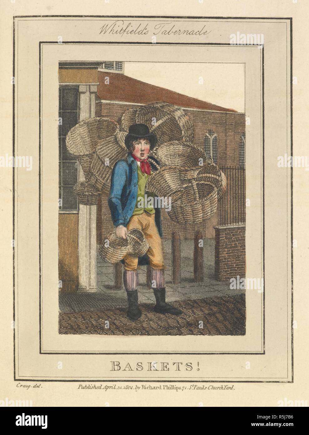 Baskets. Whitfields Tabernacle. Modern London; being the history and present state of the British Metropolis. Illustrated with numerous copper plates. [By Richard Phillips.]. London : Richard Phillips, 1804. Source: 10349.h.13 plate 3. Stock Photo