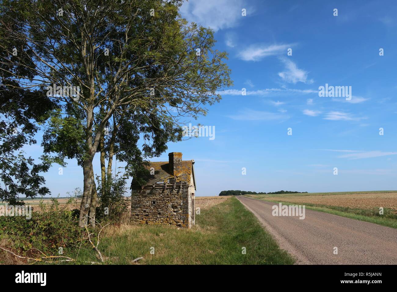 Small rescue house along the road in Champagne Aube France. Stock Photo