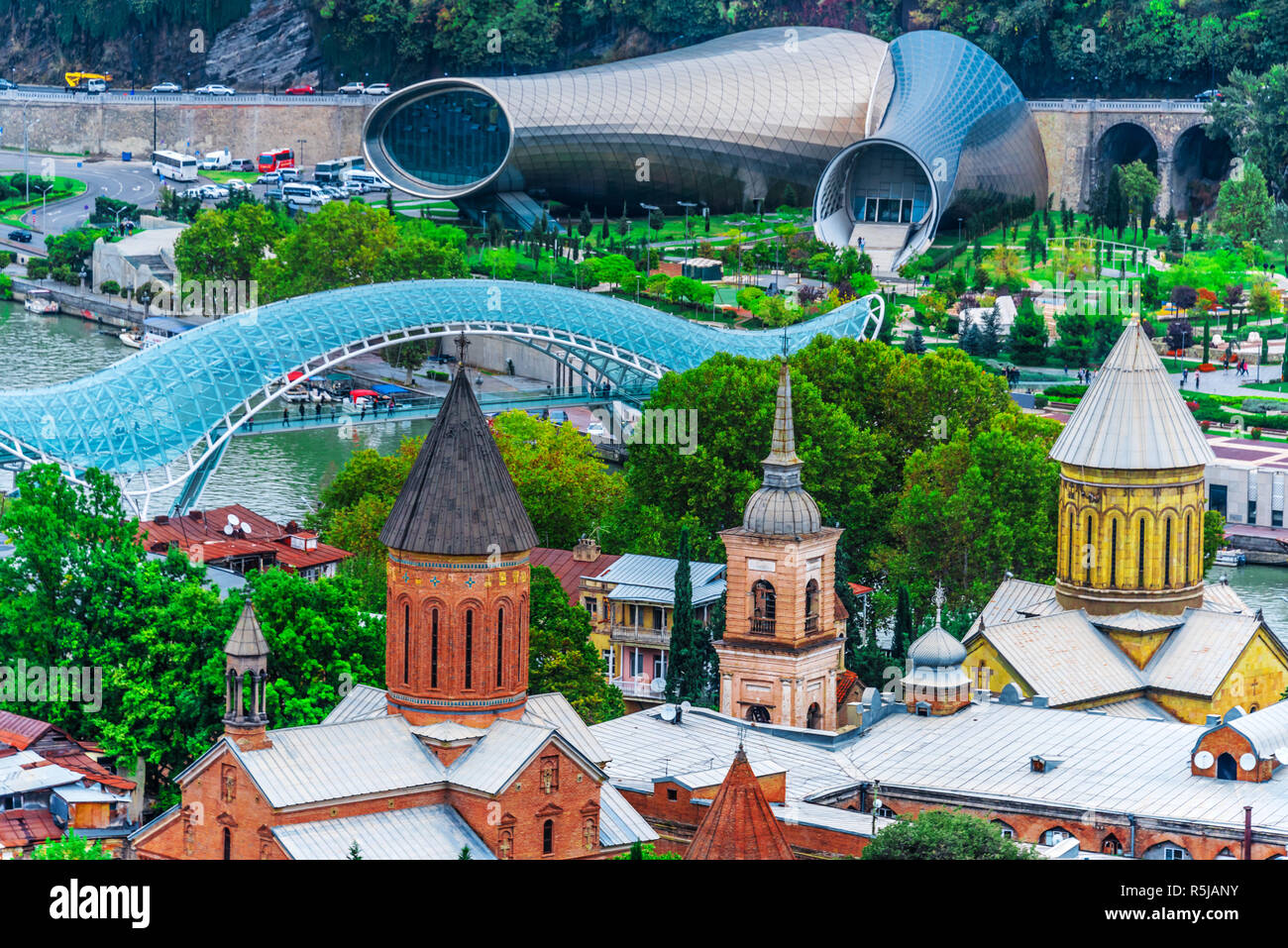 TBILISI, GEORGIA - NOV 2, 2018: Panoramic view of Tbilisi, Georgia. Cityscape Stock Photo