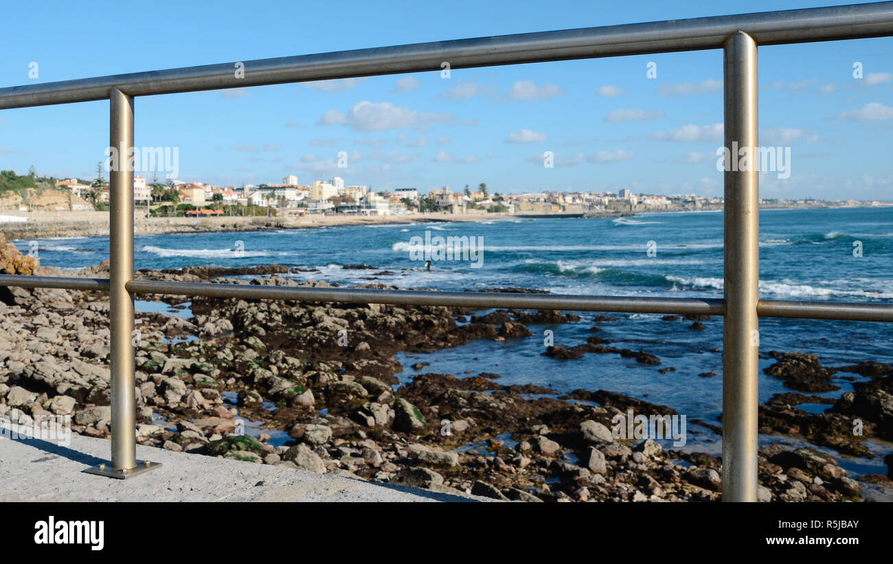 Frame of quaint town of Estoril on the Portuguese coast of the Atlantic Ocean. Stock Photo
