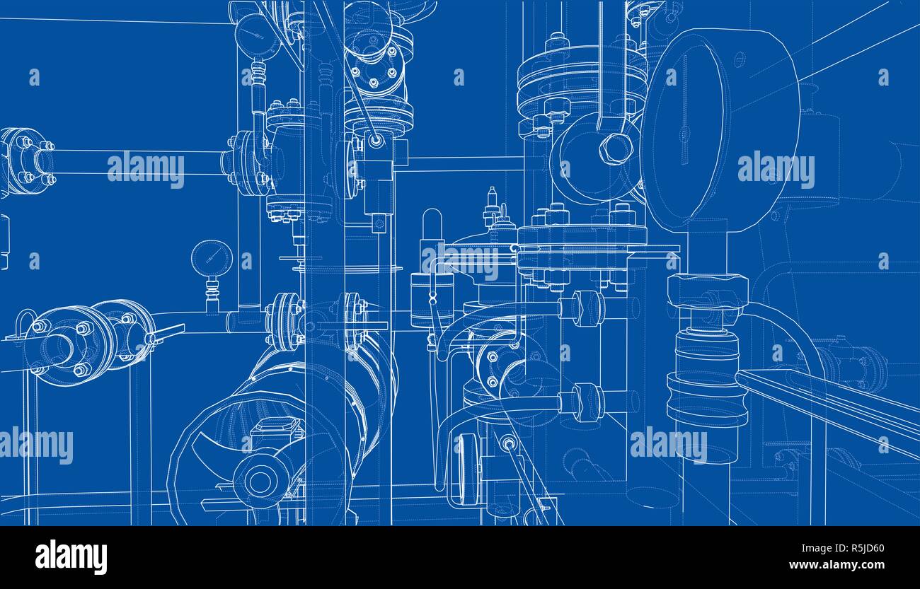 Sketch of industrial equipment Stock Photo - Alamy