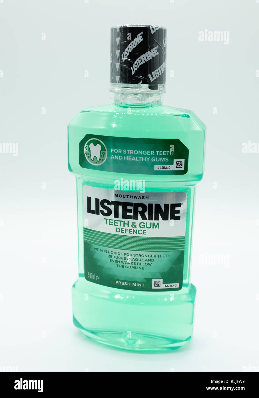 Largs, Scotland, UK November 29, 2018 Bottle of Listerine Branded