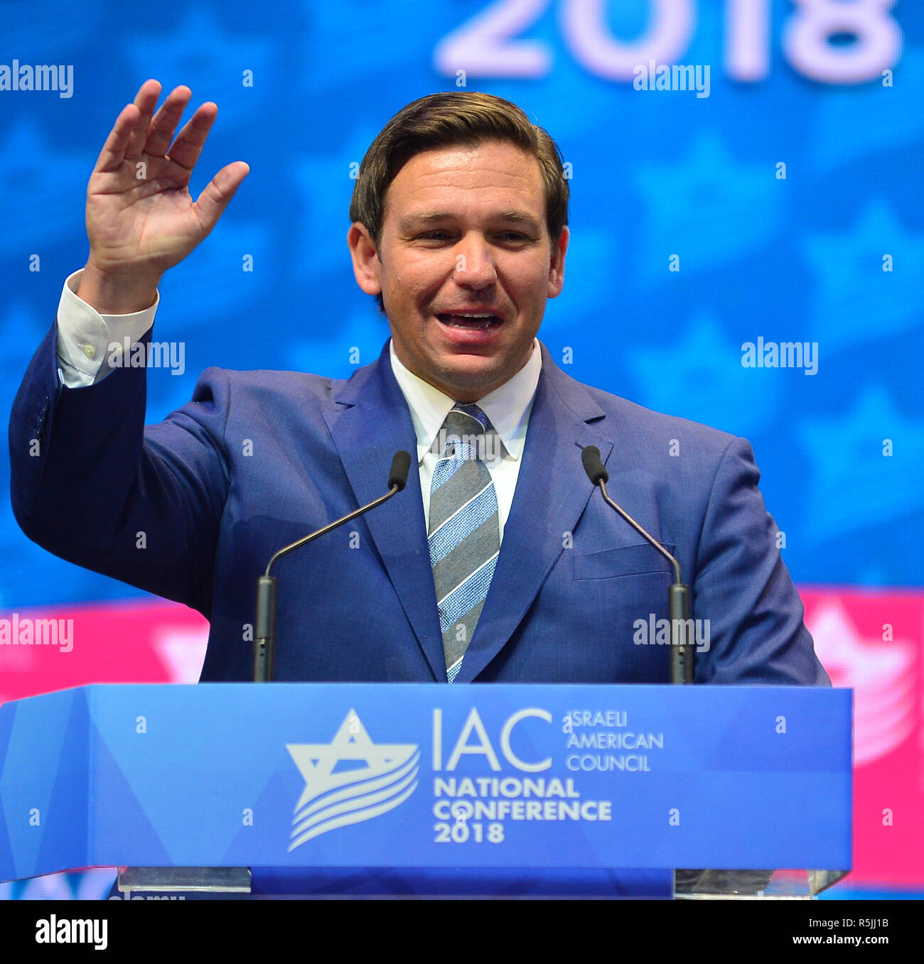 Hollywood, Florida,  USA. 30th November 2018. Florida Governor elect Ron DeSantis attends and speak at the 5th Israeli-American Council National Conference at the Westin Diplomat Resort Hollywood on November 30, 2018 in Hollywood, Florida. Credit: Mpi10/Media Punch/Alamy Live News Stock Photo