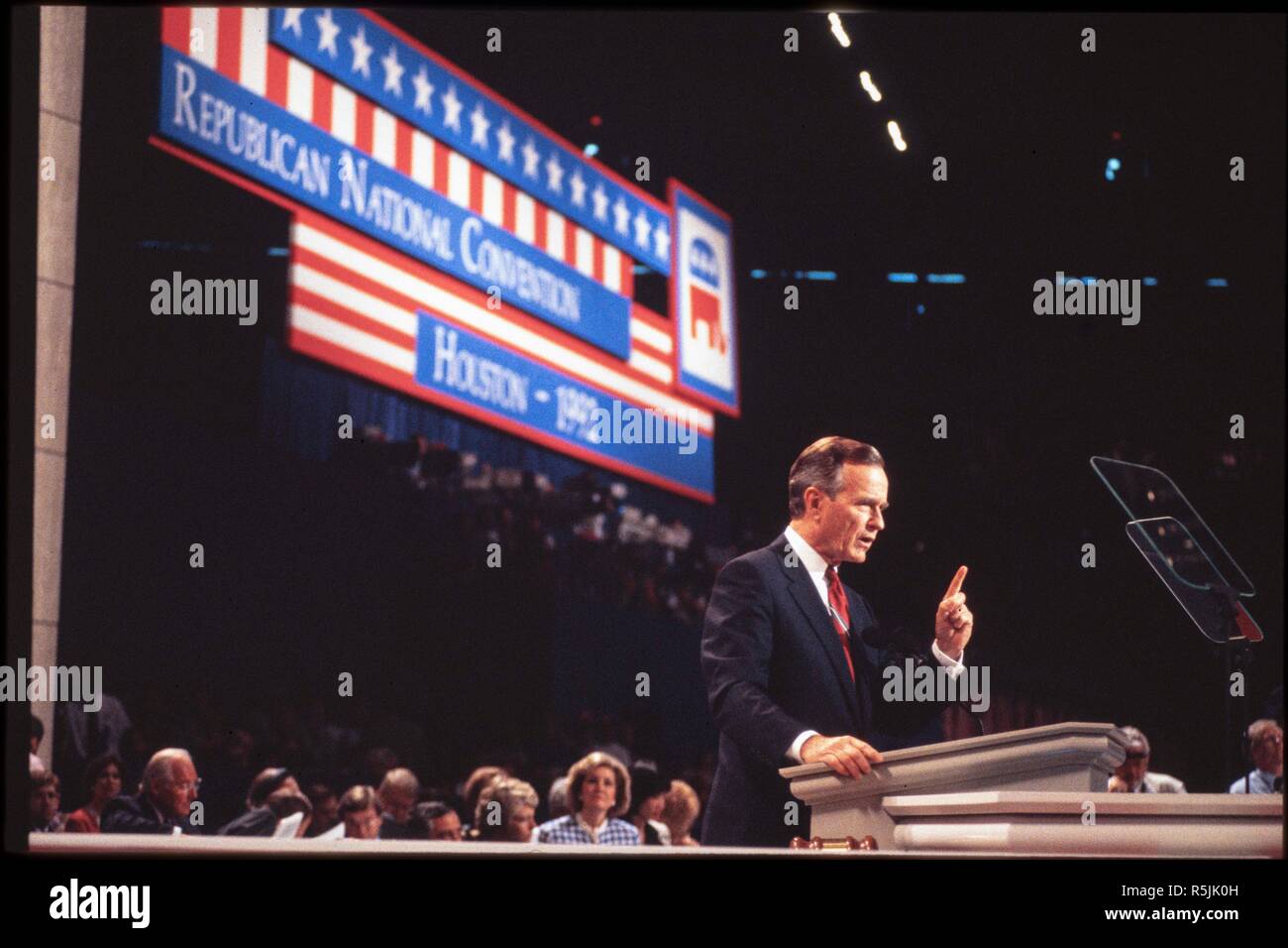 FILE: President George H.W. Bush accepts the nomination for a second term at the 1992 Republican National Convention in Houston, TX. The former president passed away Nov. 30, 2018 in Houston. Stock Photo