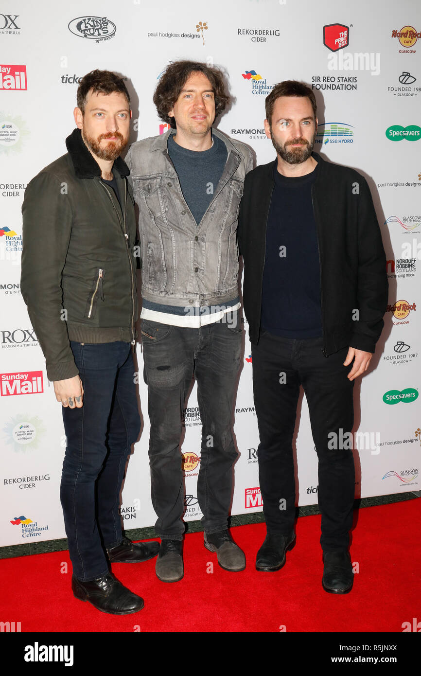 Glasgow, UK. 1st December, 2018. The SSE Scottish Music awards are one  of the biggest nights in Scotland's music scene taking over Glasgow's SEC to celebrate outstanding music offerings in Scotland. Global superstars SNOW PATROL, SUSAN BOYLE, MARK KNOPFLER, AMY MACDONALD will take to the stage along side the newly announced HYYTS, TOM GRENNAN, KYLE FALCONER and THE SNUTS and the show will be presented by the famous actor SANJEEV KOHLI. Credit: Findlay/Alamy Live News Stock Photo