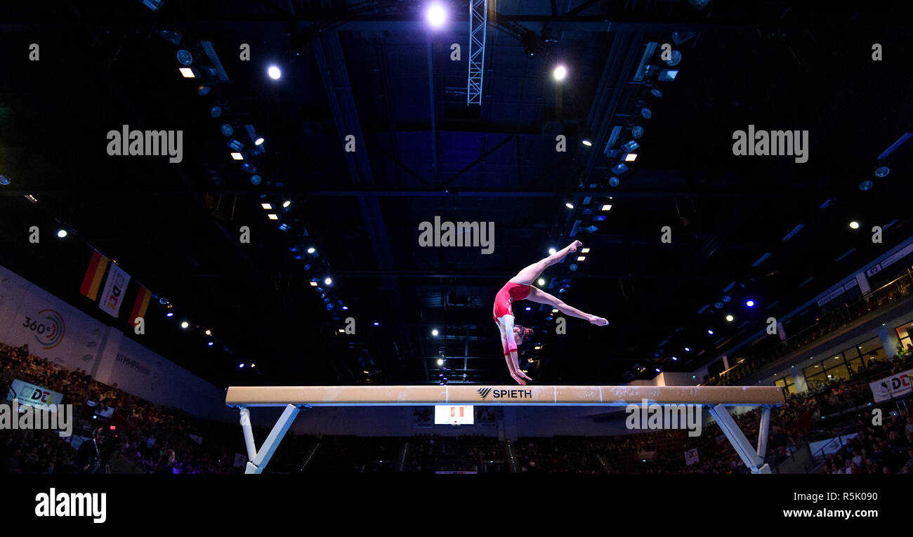 Lara Marie Hinsberger (MTV Stuttgart) at the balance beam. GES/Gymnastics/1st Bundesliga: DTL Final, 01.12.2018 - | usage worldwide Stock Photo